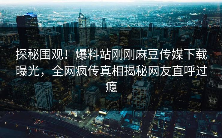 探秘围观！爆料站刚刚麻豆传媒下载曝光，全网疯传真相揭秘网友直呼过瘾