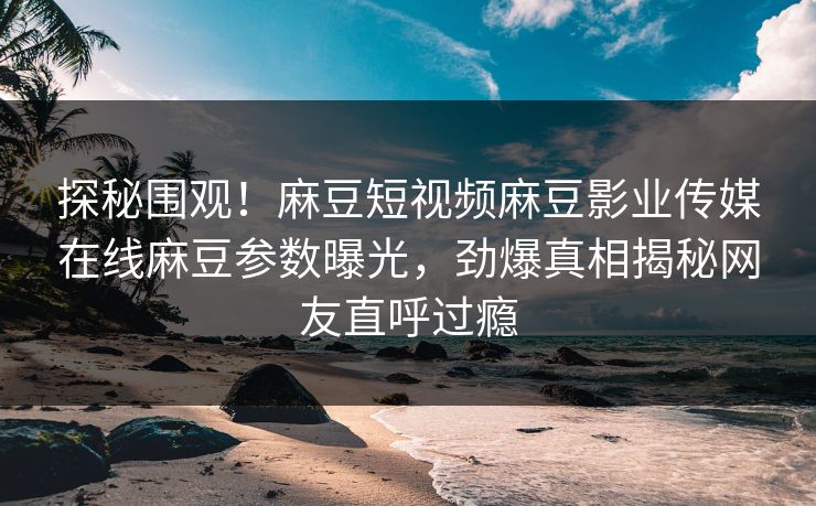 探秘围观！麻豆短视频麻豆影业传媒在线麻豆参数曝光，劲爆真相揭秘网友直呼过瘾