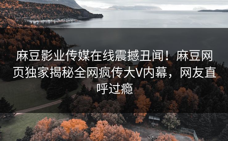 麻豆影业传媒在线震撼丑闻！麻豆网页独家揭秘全网疯传大V内幕，网友直呼过瘾