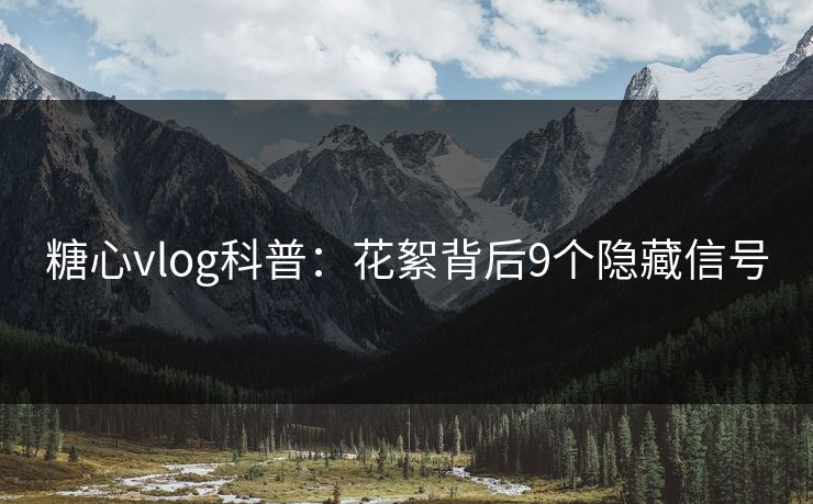 糖心vlog科普：花絮背后9个隐藏信号