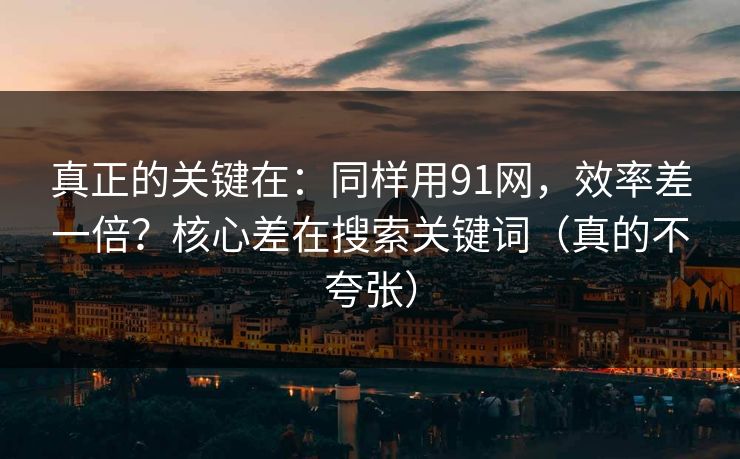 真正的关键在：同样用91网，效率差一倍？核心差在搜索关键词（真的不夸张）