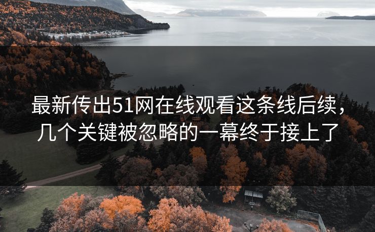 最新传出51网在线观看这条线后续，几个关键被忽略的一幕终于接上了